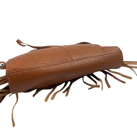 The SAK leather fringe crossbody shoulder purse Cognac‎ brown boho western studs - Picture 4 of 10